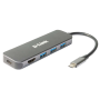 D-Link DUB-2333 5-in-1 USB-C Hub with HDMI and power delivery, 1* USB-C connector, 1* HDMI Port, 3* USB Type- APort (USB 3.0), 1